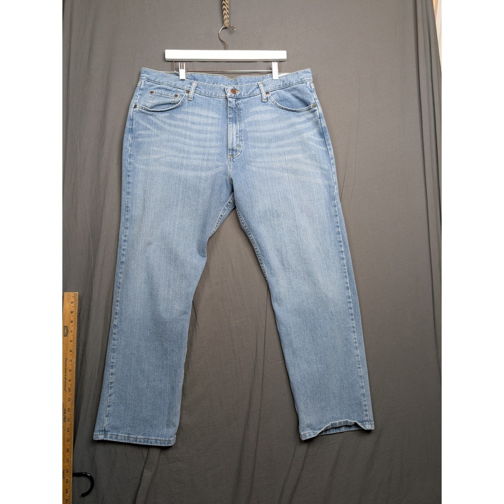 Wrangler Mens Regular Fit Straight Leg Jeans Light Wash Blue 40x30